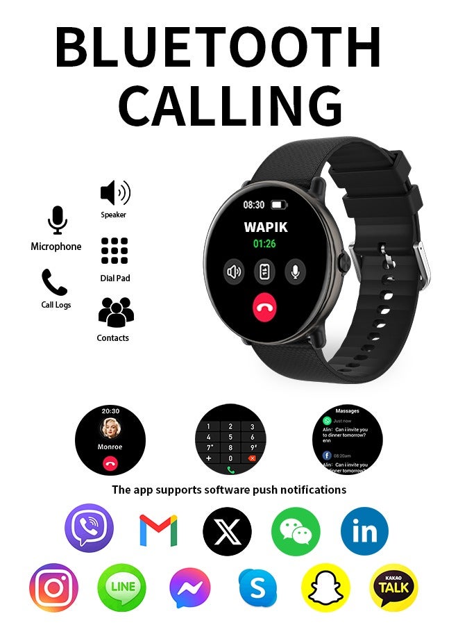 Korean Brand Smart Watch Y6，Business Smartwatch, Waterproof Fitness Watch, Bluetooth Calling, Compatible with Android and iOS, Smart Watch for men, AMOLED Display, Heart Rate Monitoring, Black