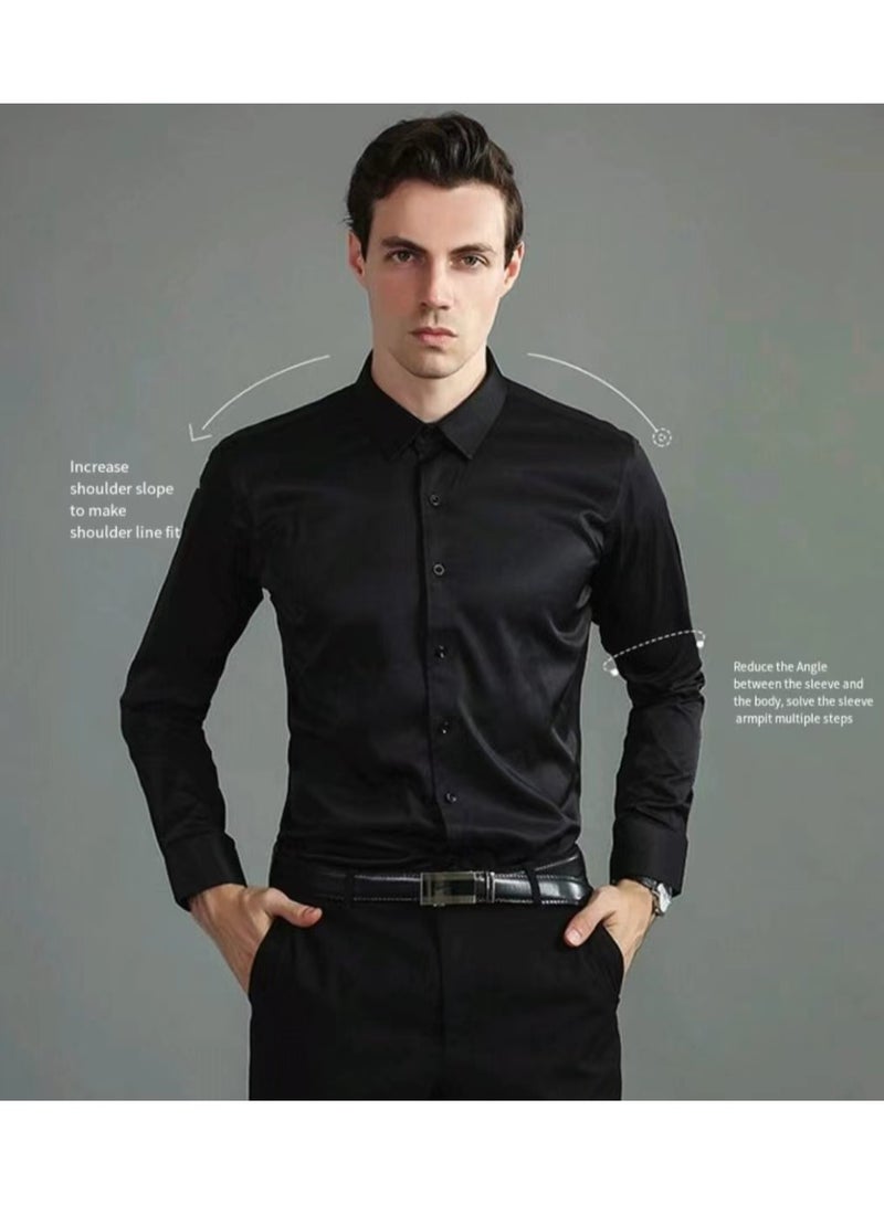 Men's four sided elastic formal shirt, cotton button up shirt