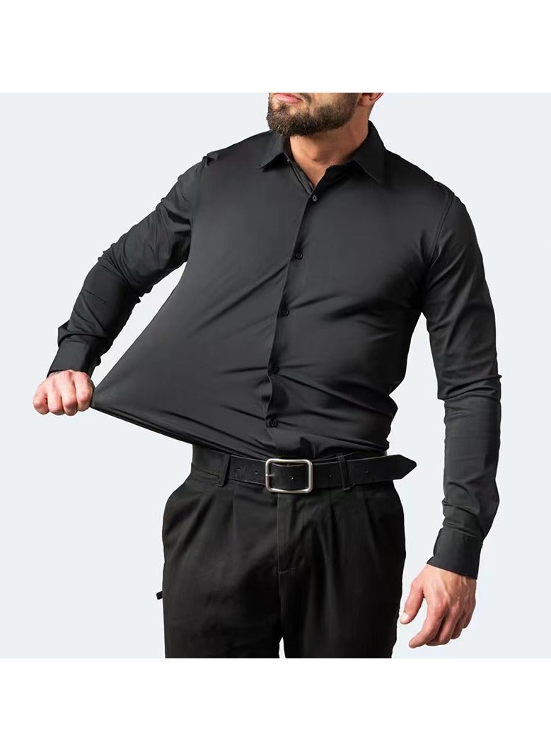 Men's four sided elastic formal shirt, cotton button up shirt