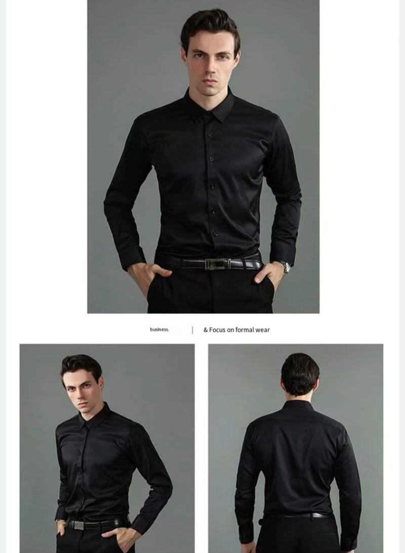 Men's four sided elastic formal shirt, cotton button up shirt