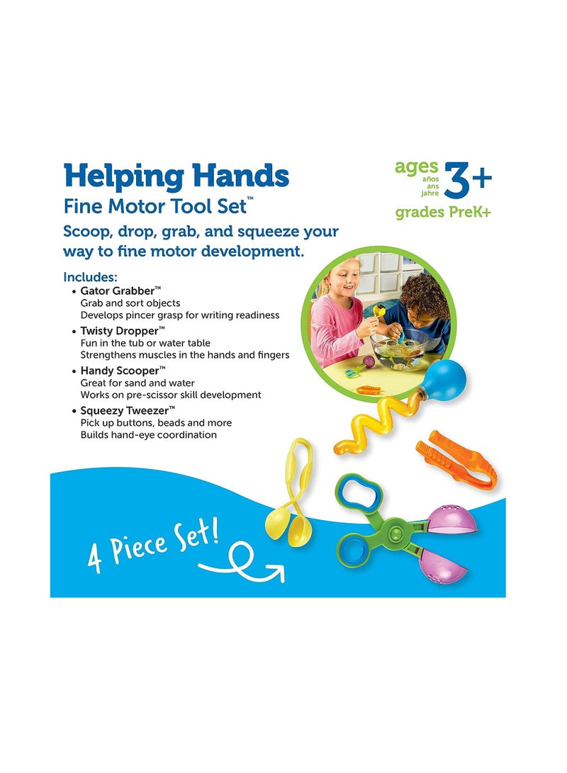 Learning Resources Helping Hands Fine Motor Tool Set, 4-Piece Montessori Sensory Play Tools For Toddlers
