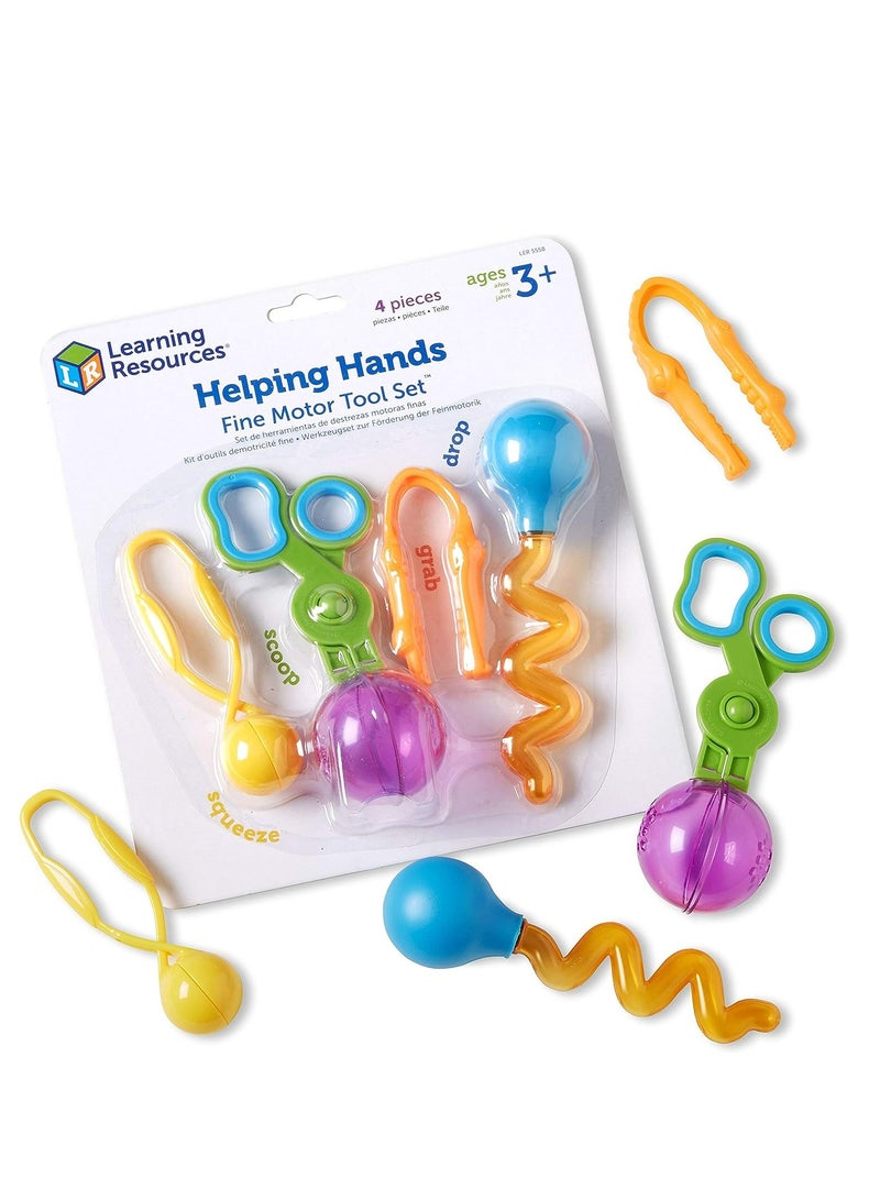 Learning Resources Helping Hands Fine Motor Tool Set, 4-Piece Montessori Sensory Play Tools For Toddlers
