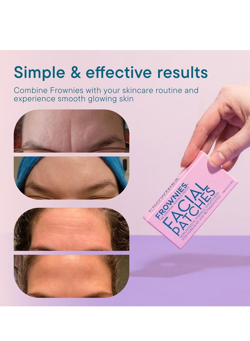 FROWNIES Forehead and Between the Eyes Wrinkle Patches - Hypoallergenic Facial Patches to Smooth & Soften Forehead Wrinkles & Eleven Lines - For Overnight Use, 144 Patches