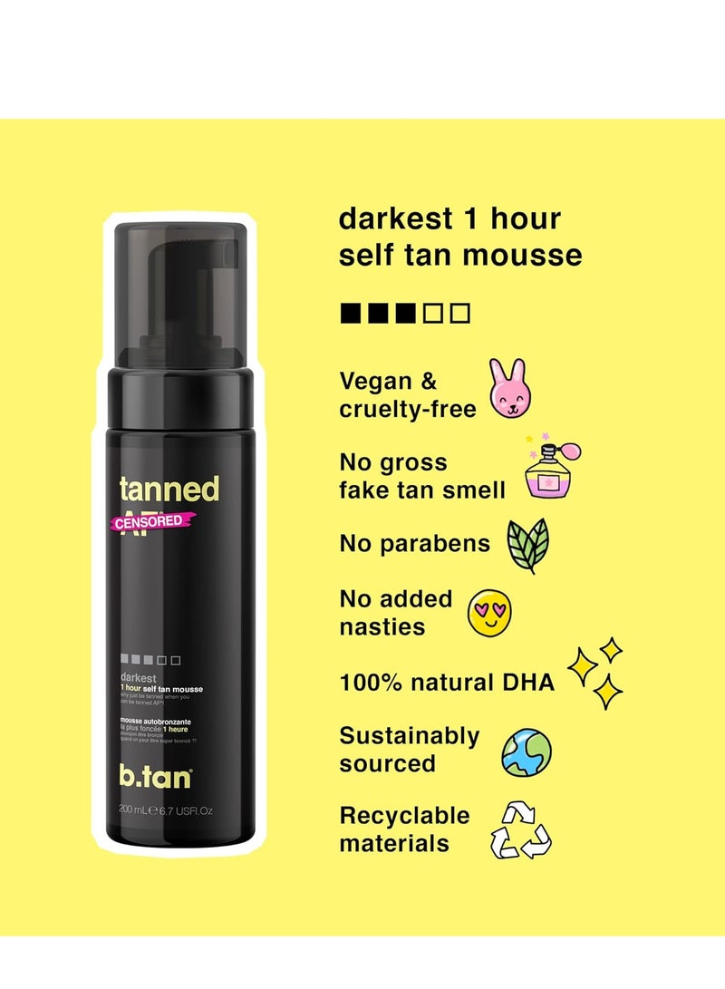 b.tan Dark Self Tanner | Get Tanned - Fast, 1 Hour Express Sunless Tanning Mousse, No Fake Tan Smell, No Added Nasties, Vegan, Cruelty Free, 6.7 Fl Oz