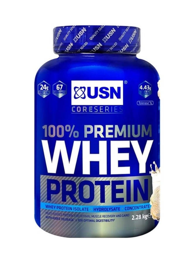 100% Premium Whey Protein, Concentrate + Isolate, Vanilla Flavour, 2.28kg