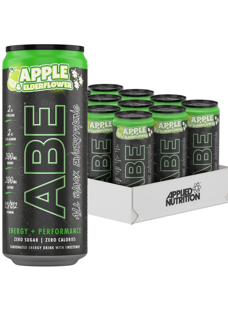 ABE Energy + Performance Energy Drink Apple & Elderflower Flavor 330ml Pack of 12