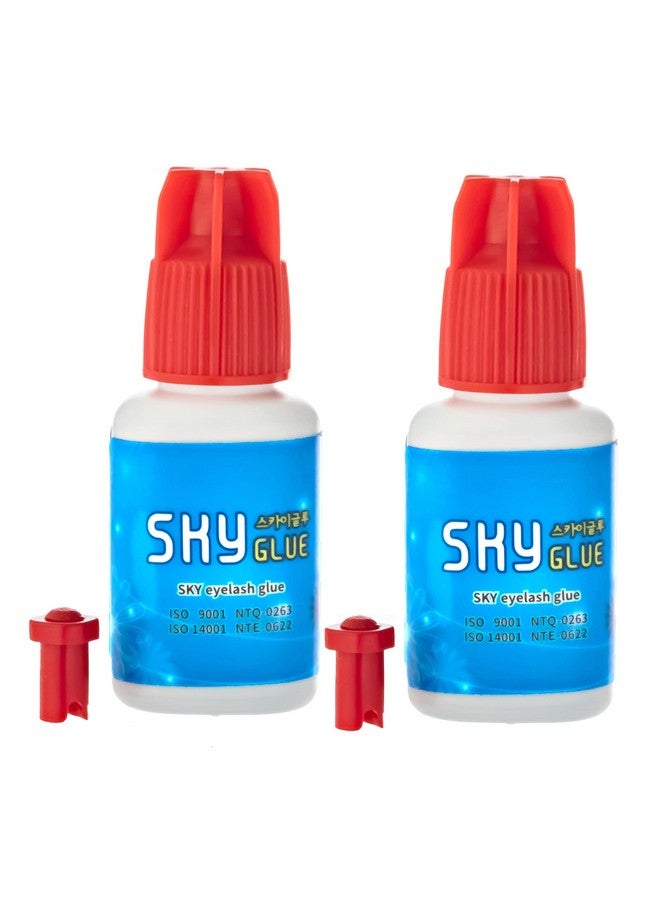 2 Pack Sky Glue S+ Eyelash Extension Glue Professional Use Onlyextra Strong Lash Extensions Adhesive 67 Weeks Retention And 12S Dry Long Lasting Semi Permanent Black Glue2 Bottles 5 Ml Ea