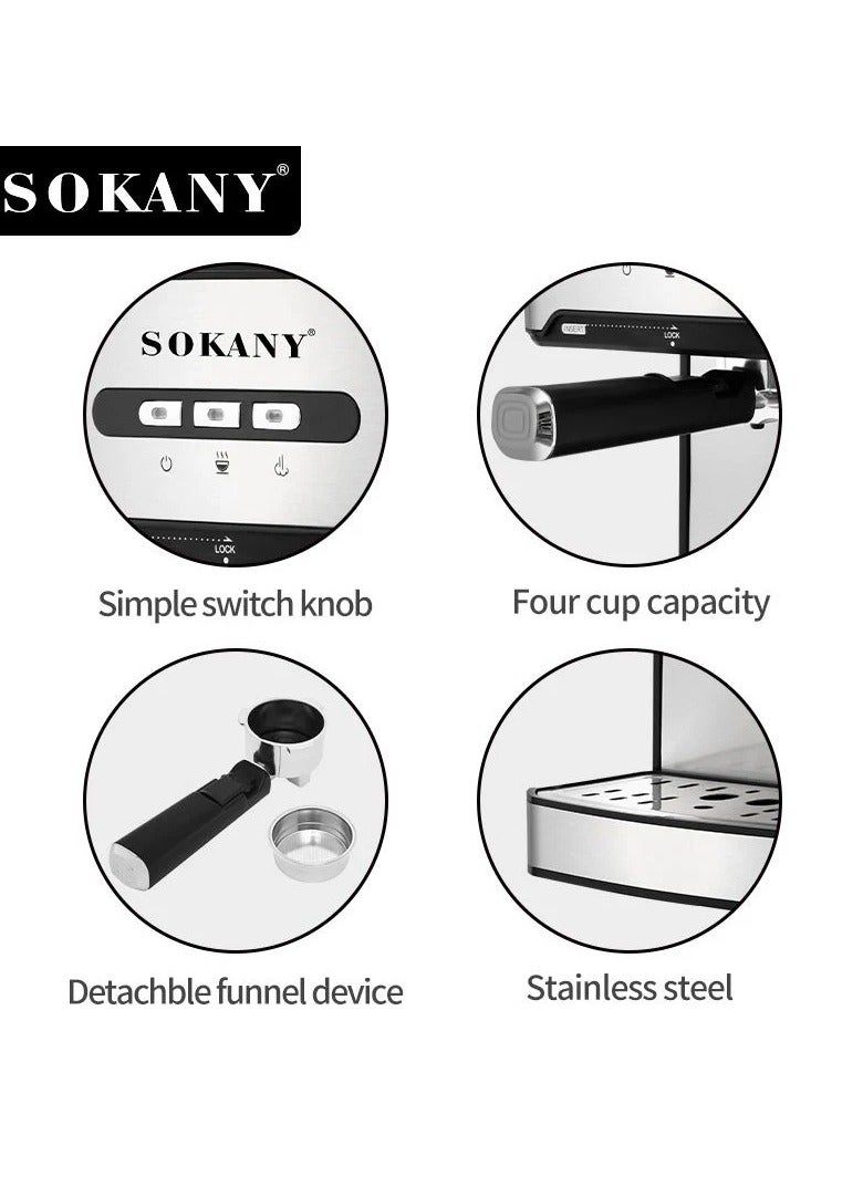 Sokany Coffee Italian Machine 15bar High Quality Espresso Coffee Machine Electric Home Coffee Machine