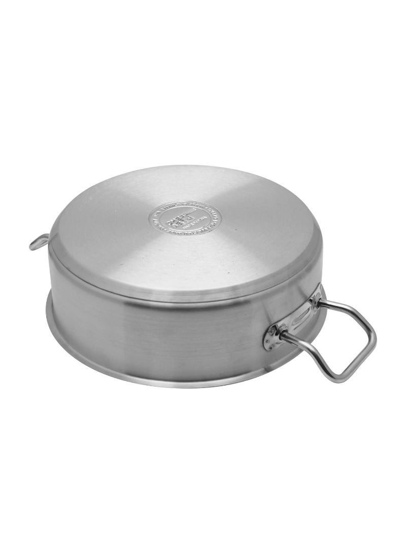 Steel Low Casserole Low Cooking Pot With Lid And Double Handle 26Cm