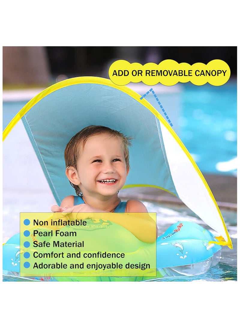 Baby Swimming Float, Baby Swimming Ring, Toddler Swimming Vest, Children Waist Float Ring, Inflatable Baby Float with Canopy, Baby Swimming Ring, Swimming Lap For Toddlers Swim Trainer