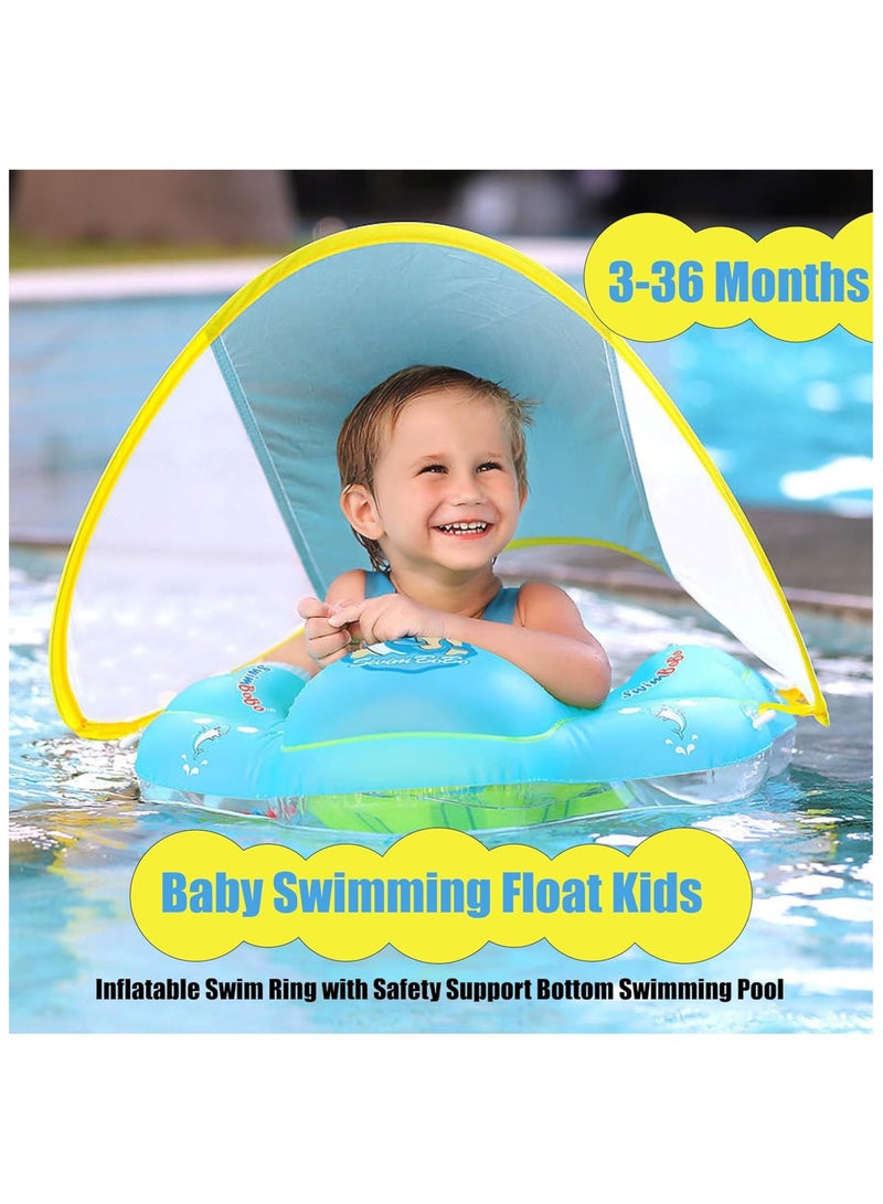 Baby Swimming Float, Baby Swimming Ring, Toddler Swimming Vest, Children Waist Float Ring, Inflatable Baby Float with Canopy, Baby Swimming Ring, Swimming Lap For Toddlers Swim Trainer