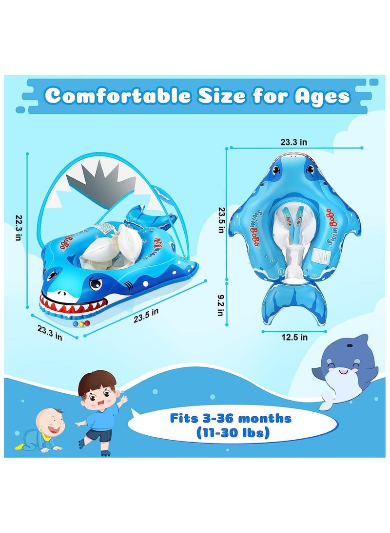 Baby Swimming Float Inflatable Ring - Baby Pool Float Ring with Sun Protection Canopy - Toddler Inflatable Pool Float for Swimming Traineror Age of 3-36 Month