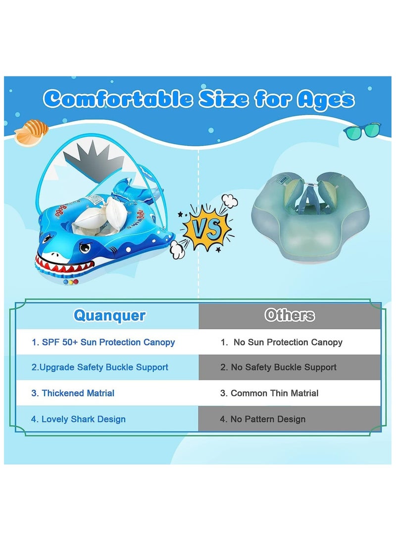 Baby Swimming Float Inflatable Ring - Baby Pool Float Ring with Sun Protection Canopy - Toddler Inflatable Pool Float for Swimming Traineror Age of 3-36 Month