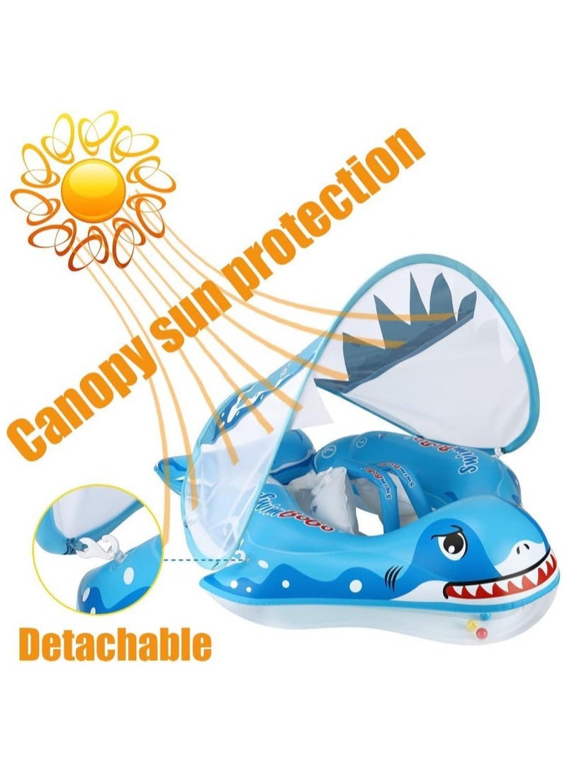 Baby Swimming Float Inflatable Ring - Baby Pool Float Ring with Sun Protection Canopy - Toddler Inflatable Pool Float for Swimming Traineror Age of 3-36 Month