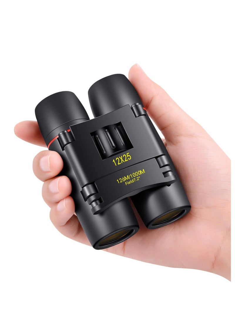 POLDR 12X25 Small Pocket Binoculars Compact Adults,Mini Kids Binoculars Boys for Bird Watching,Concert Theater Opera