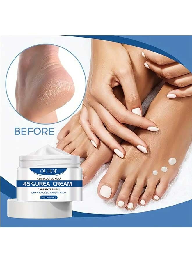 Urea 45% Foot Cream with 2% Plus Salicylic Acid, Foot Cream for Dry Cracked Heels - best Callus Remover For Feet & Hands, Natural Moisturizes Nourishes Softens Dry, Rough, Cracked, Dead Skin
