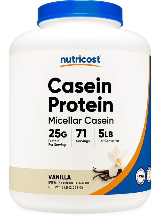 Casein Protein Powder 5lb Vanilla - Micellar Casein, Gluten Free, Non-GMO