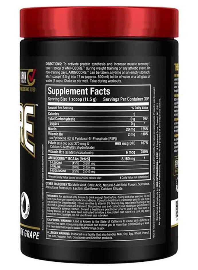 ALLMAX Aminocore BCAA 315g White Grape Flavor 30 Serving