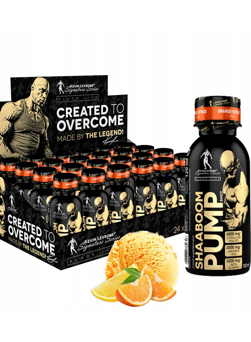 Kevin Levrone Shaaboom Pump Juice Shot Orange Citrus Flavor 120 ml Pack of 24