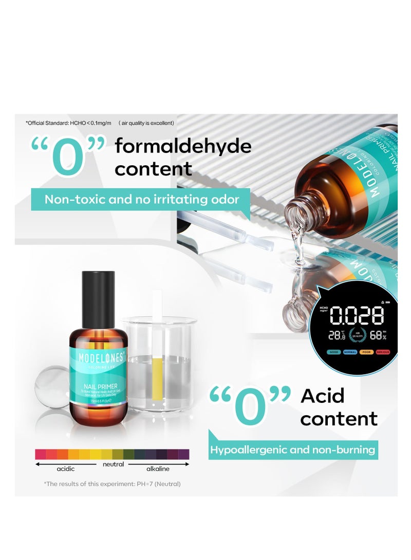 modelones 15 ml Nail Prep Dehydrator and Primer, Nail Prep Dehydrator & Nail Primer Kit, Acrylic Nail Supplies Primer