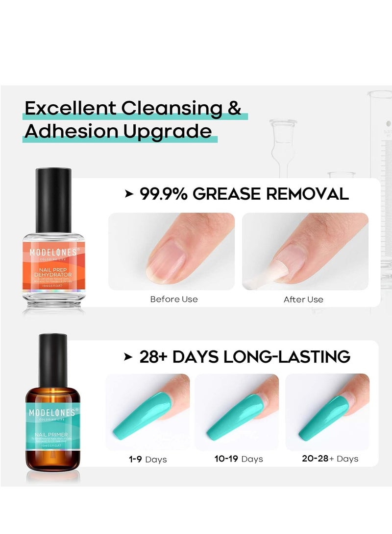 modelones 15 ml Nail Prep Dehydrator and Primer, Nail Prep Dehydrator & Nail Primer Kit, Acrylic Nail Supplies Primer