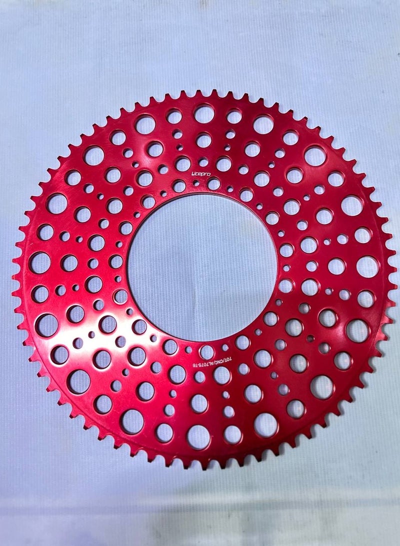 Litepro Chainring 70T RED color, 130BCD, Folding Bike