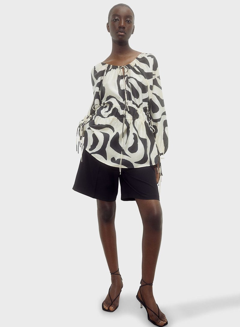 Printed Puff Sleeve Top