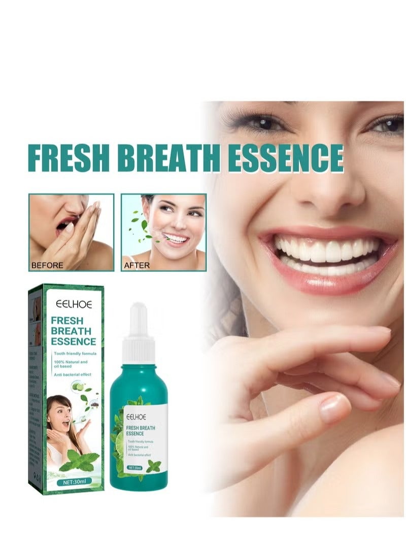Fresh Breath Oral Care Essence, Bad Breath Treatment for Adults, Dry and Bad Mouth Smell Removing Drops, Eliminates Mouth Odor Essence, Easy to Carry and Handy Fresh Breath Oil-Serum, 30ml