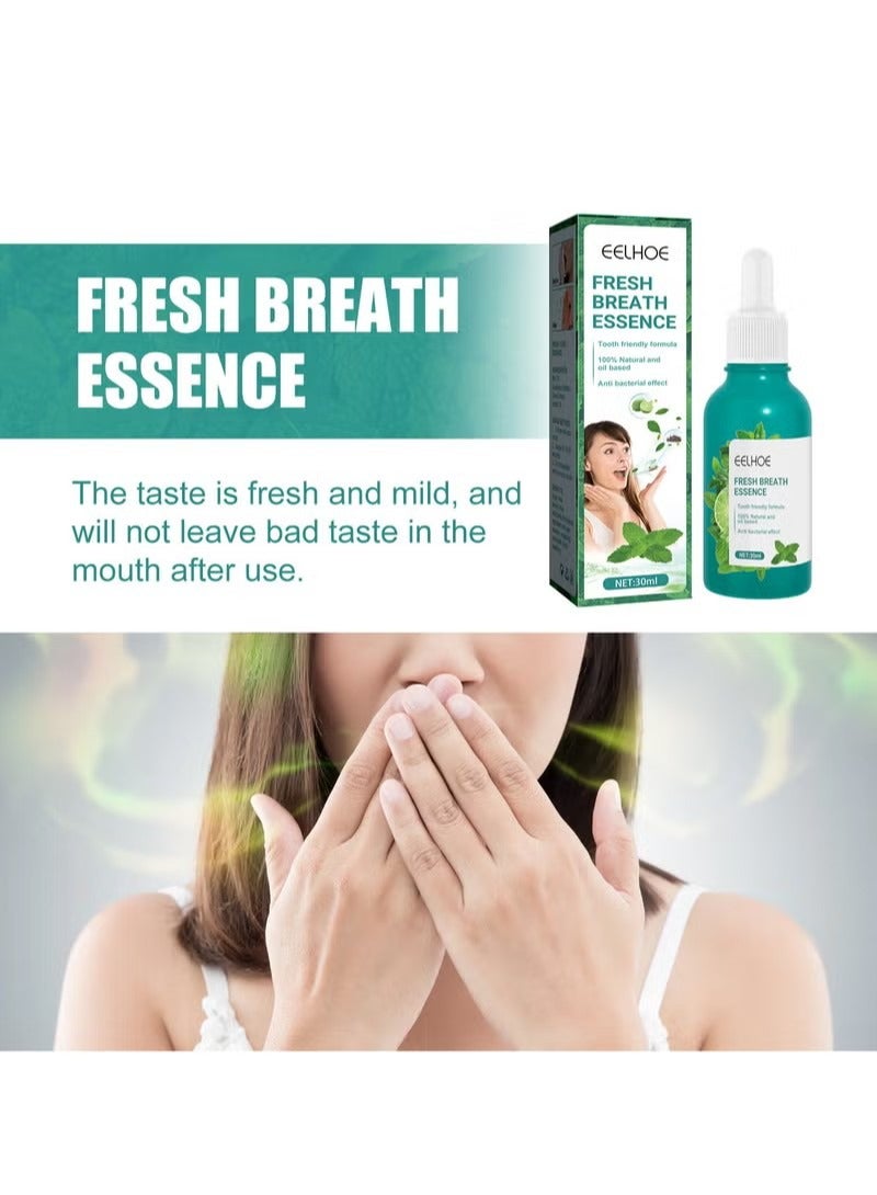 Fresh Breath Oral Care Essence, Bad Breath Treatment for Adults, Dry and Bad Mouth Smell Removing Drops, Eliminates Mouth Odor Essence, Easy to Carry and Handy Fresh Breath Oil-Serum, 30ml