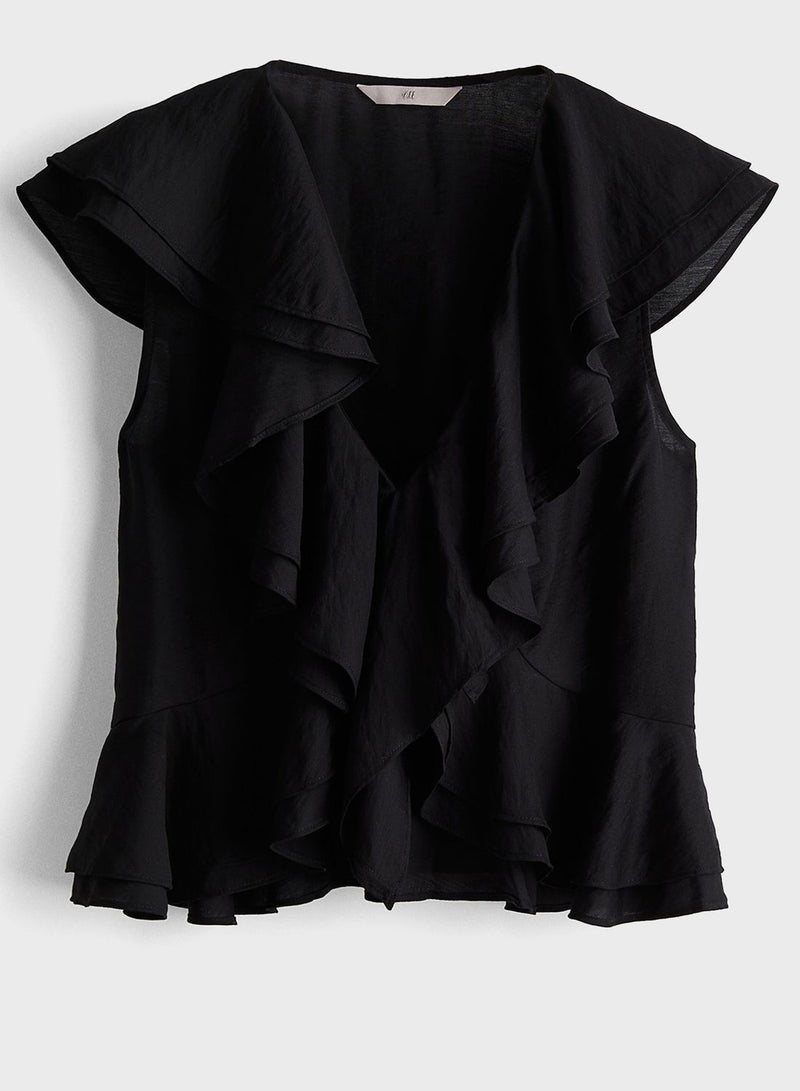 Crew Neck Ruffle Top