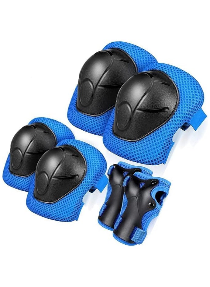 7PCS Kids Roller Skating Protective Gear Set Knee Pads for Kids 2-8 Years Toddler Knee and Elbow Pads with Wrist Guards 3 in 1 for Skating Cycling Bike Rollerblading Scooter,blue