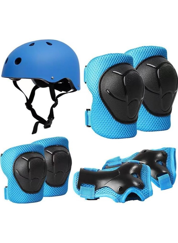 7PCS Kids Roller Skating Protective Gear Set Knee Pads for Kids 2-8 Years Toddler Knee and Elbow Pads with Wrist Guards 3 in 1 for Skating Cycling Bike Rollerblading Scooter,blue