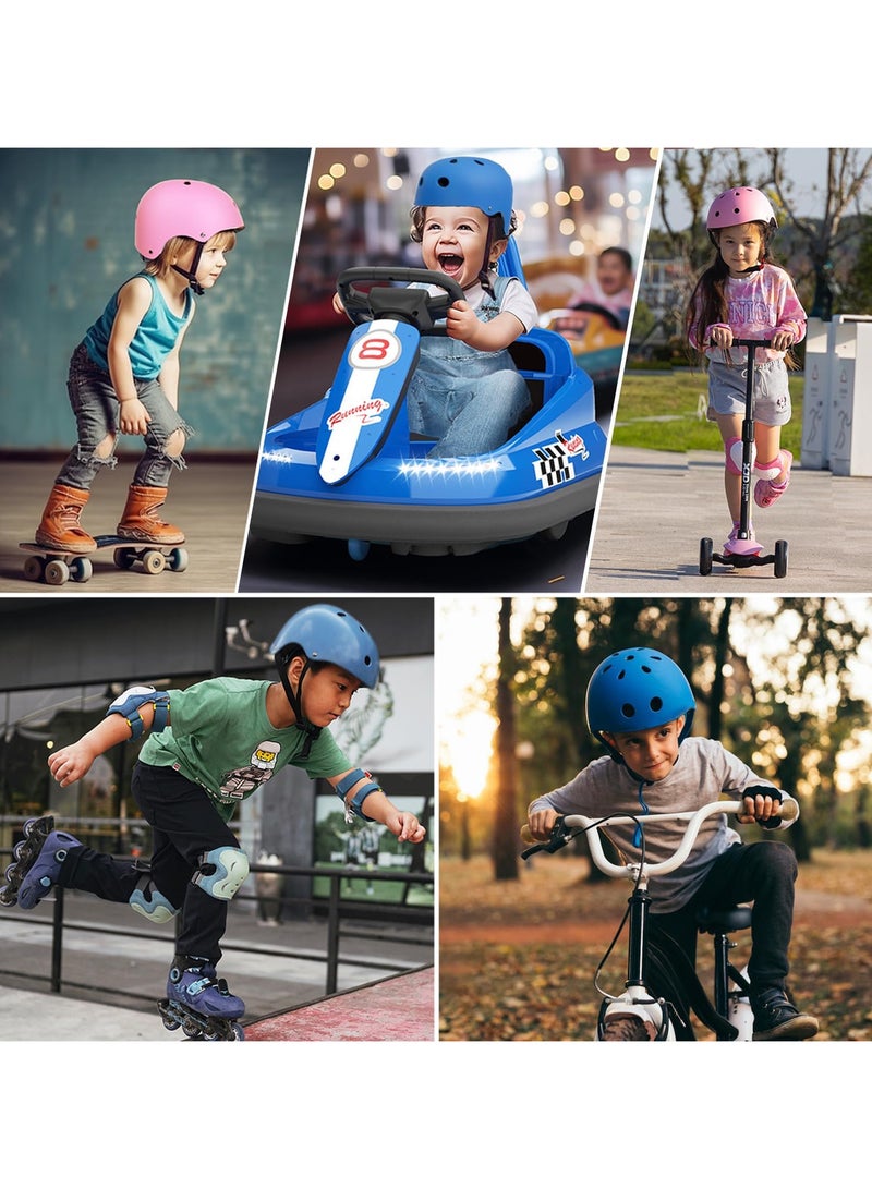 7PCS Kids Roller Skating Protective Gear Set Knee Pads for Kids 2-8 Years Toddler Knee and Elbow Pads with Wrist Guards 3 in 1 for Skating Cycling Bike Rollerblading Scooter,blue