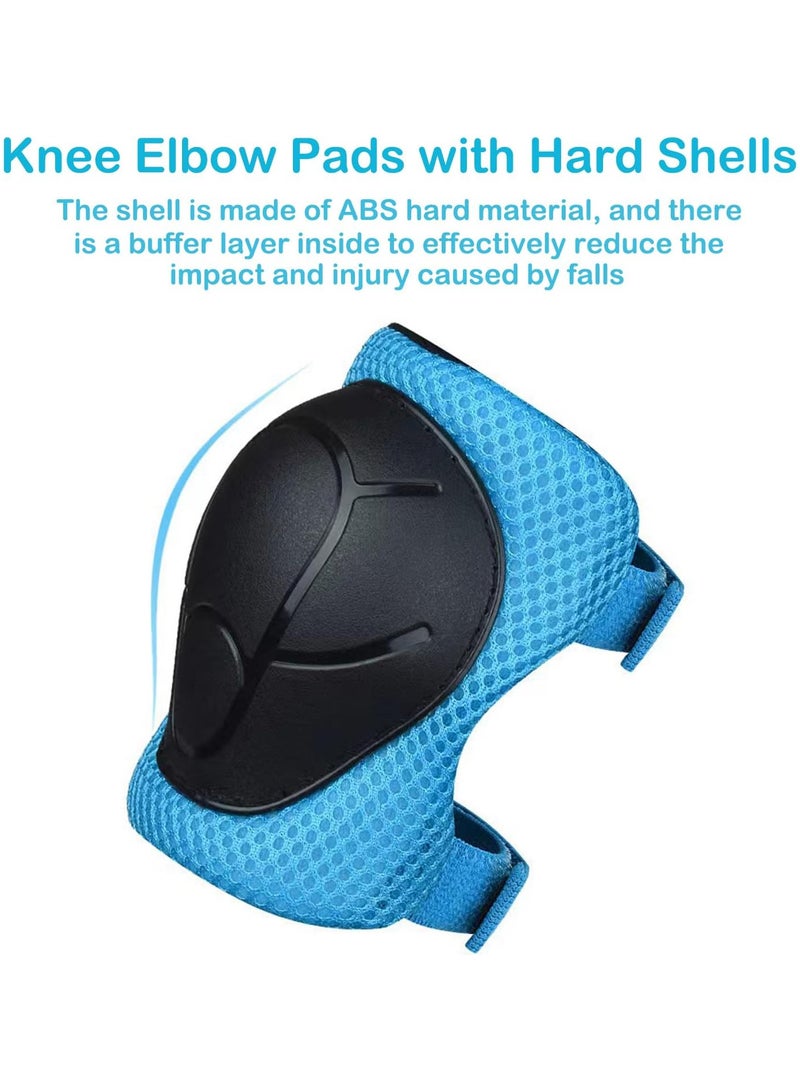 7PCS Kids Roller Skating Protective Gear Set Knee Pads for Kids 2-8 Years Toddler Knee and Elbow Pads with Wrist Guards 3 in 1 for Skating Cycling Bike Rollerblading Scooter,blue