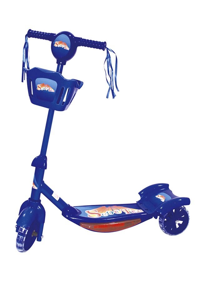 3-Wheel Foldable Kick Scooter With Storage Basket At Front In Blue For Kids 70.5x19.5x62cm