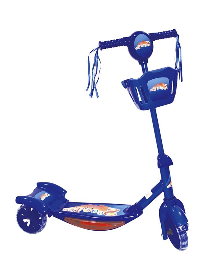 3-Wheel Foldable Kick Scooter With Storage Basket At Front In Blue For Kids 70.5x19.5x62cm