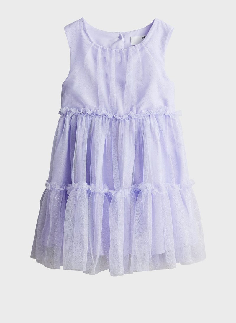 Kids Frill Trimmed Tiered Dress