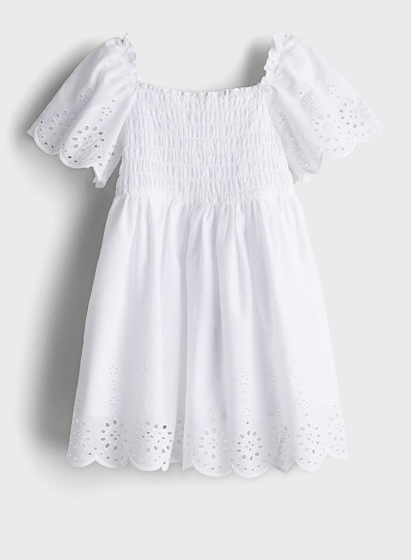 Kids Ruched Broidered Dress