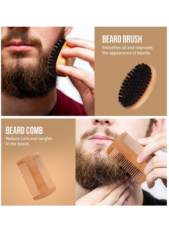 Beard Kit For Men Grooming & Care W/Beard Wash/Shampoo - Beard Growth Oil,Beard Balm Leave-in Conditioner,Beard Comb,Beard Brush,Beard Scissor -100% Pure & Organic Beard Growth Kit(7 Packs/ Set)