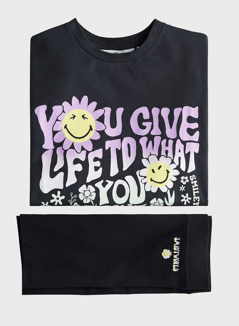 Kids Crew Neck Graphic T-Shirt & Shorts Set