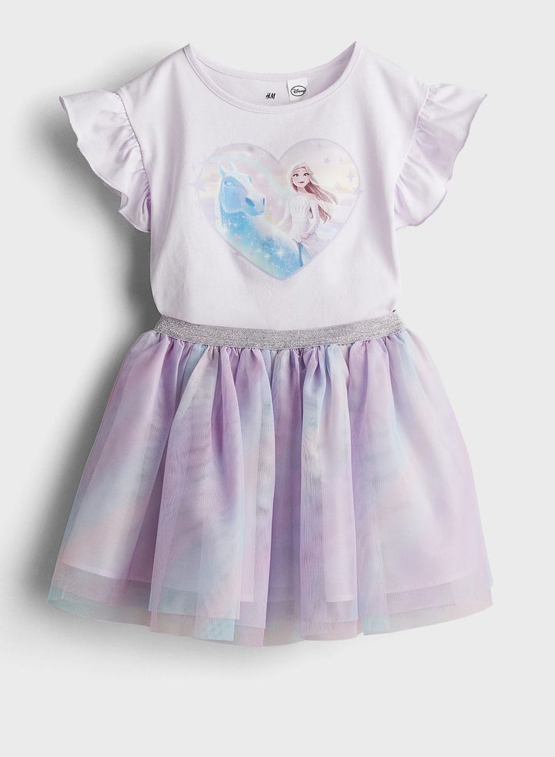 Kids Crew Neck T-Shirt & Skirt Set