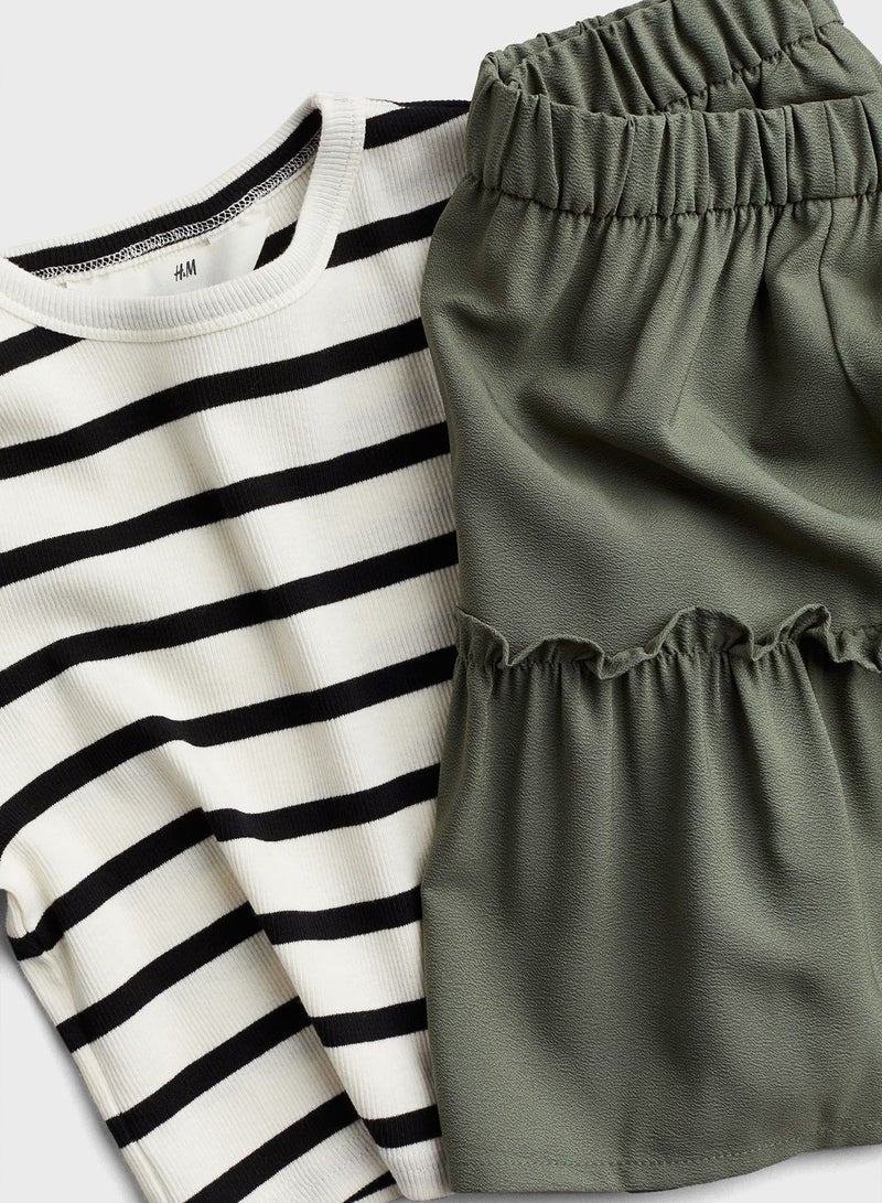 Striped Top & Skirt Set