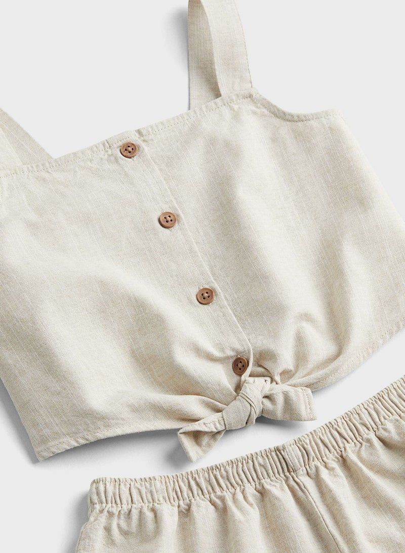 Kids Button Detail Top & Shorts Set