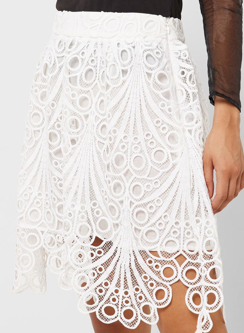 High Waist Laser Cut Mini Skirt