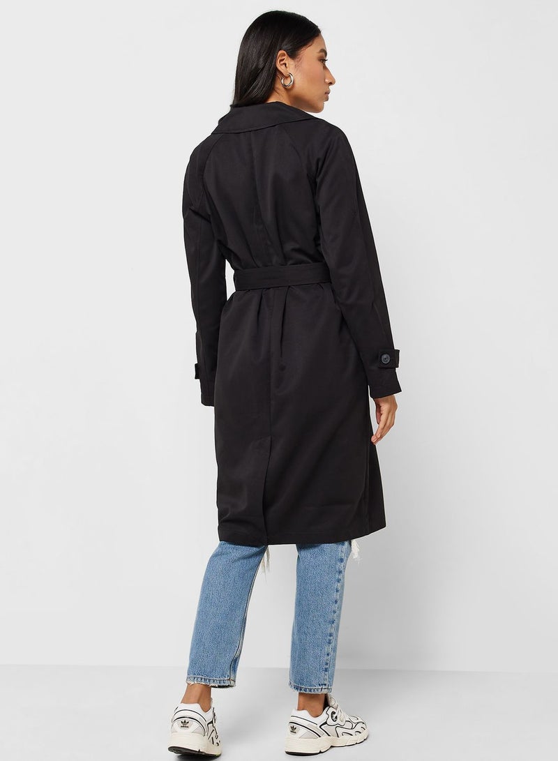 Belted Waist Long Trench Coat