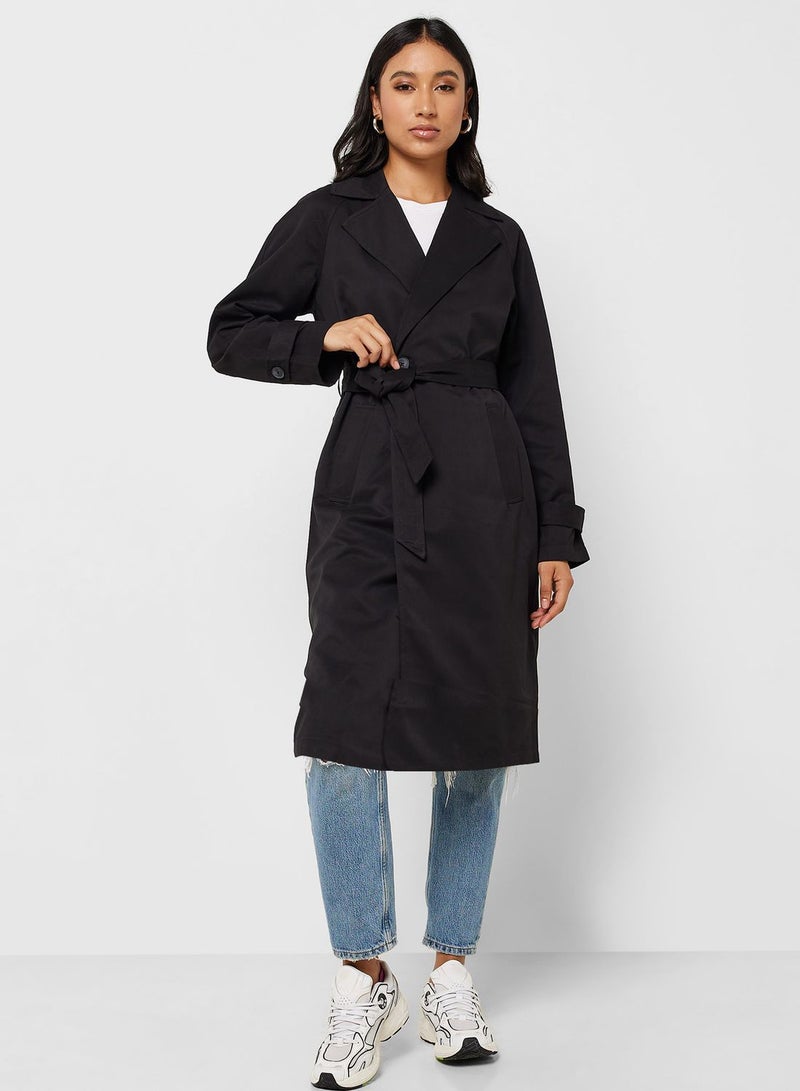 Belted Waist Long Trench Coat