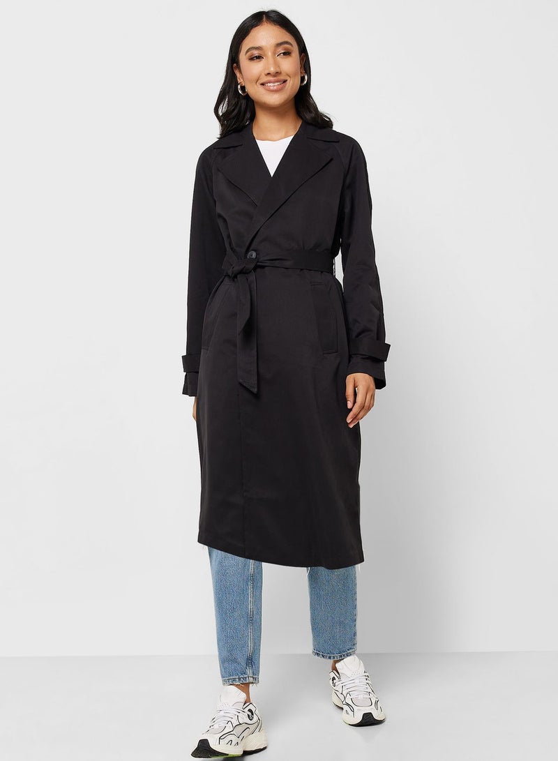 Belted Waist Long Trench Coat