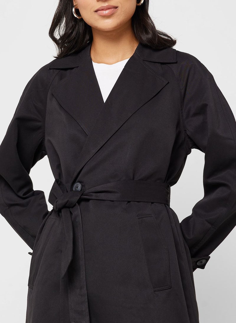 Belted Waist Long Trench Coat