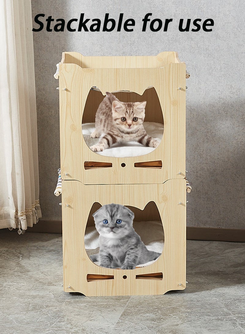 Cat Nest Cat Tree Four Seasons Universal Enclosed Stackable Cat House Hidden Cat Cave Cat Cage Cat Climbing Frame Cat Box Cabinet Cat Hideaway Wood Cabinet Indoor Pet House