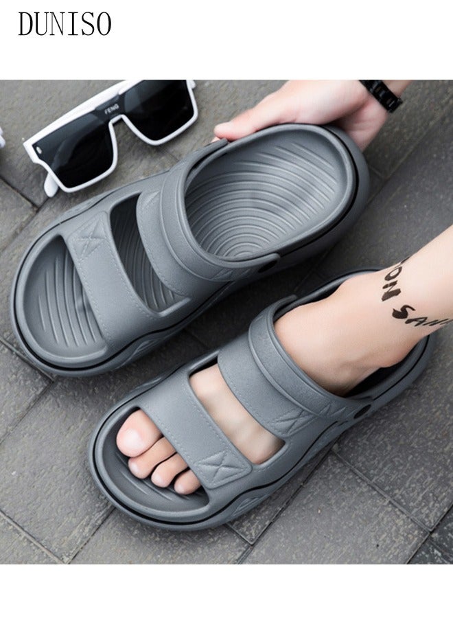 Men's slippers Summer Sandals Lightweight Slide Sandal with Non-slip Soles Thick Sole Beach Slipper Breathable Slip-on Sandal House Flat Slipper for Pool Beach Yard Kitchen Shower